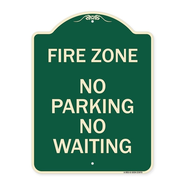 Signmission Fire Zone No Parking No Waiting Heavy-Gauge Aluminum Architectural Sign, 24" x 18", G-1824-23970 A-DES-G-1824-23970 - main